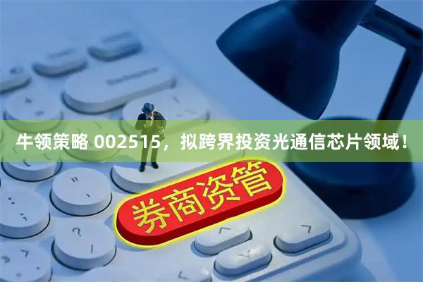 牛领策略 002515，拟跨界投资光通信芯片领域！