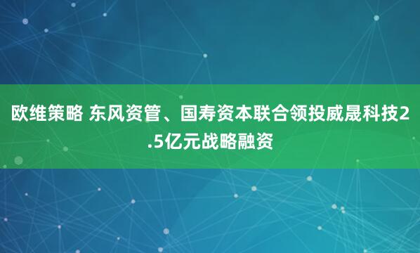 欧维策略 东风资管、国寿资本联合领投威晟科技2.5亿元战略融资
